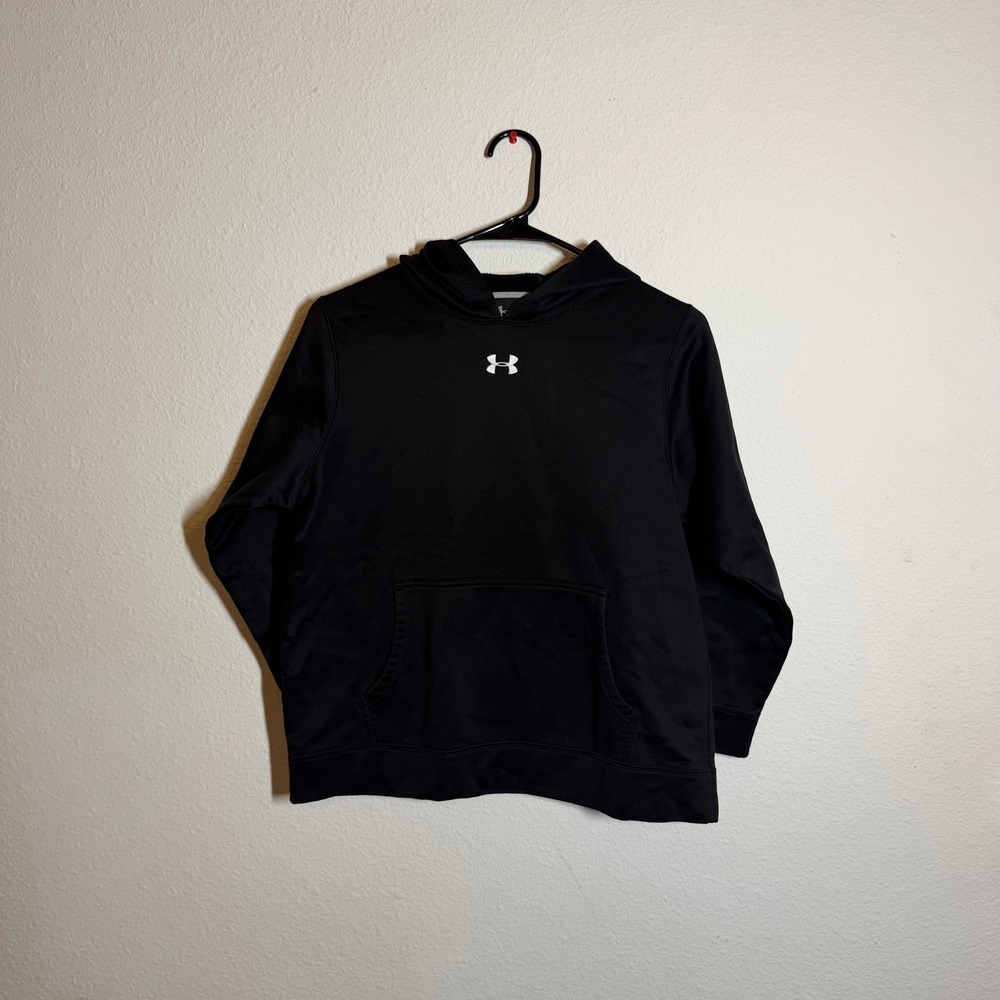 Under Armour Boys Hoodie Black Fleece Lined Pullover Sweatshirt Size YLG